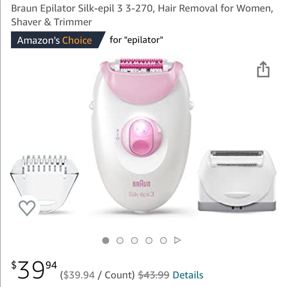 Braun Epilator Silk-epil 3 3-270, Hair Removal for Women, Shaver & Trimmer